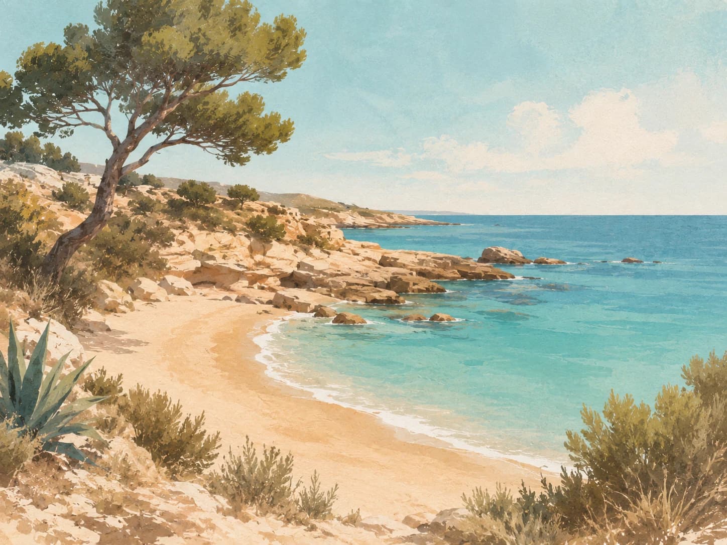 Illustration von Cala del Rocío in Torrevieja