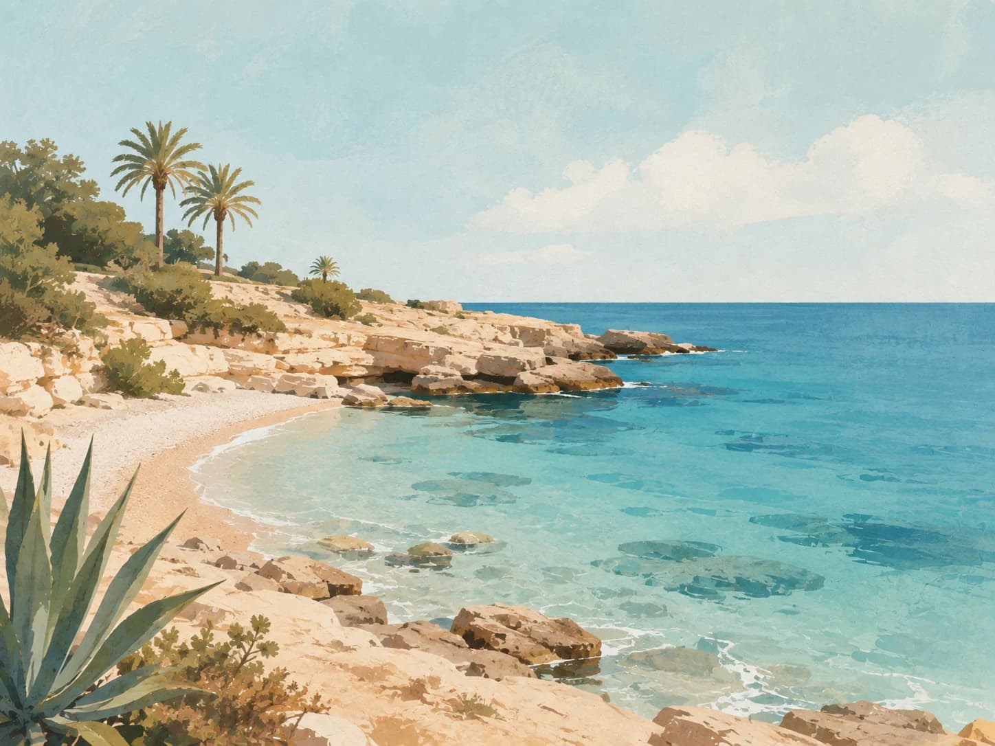 Illustration von Cala Piteras in Torrevieja