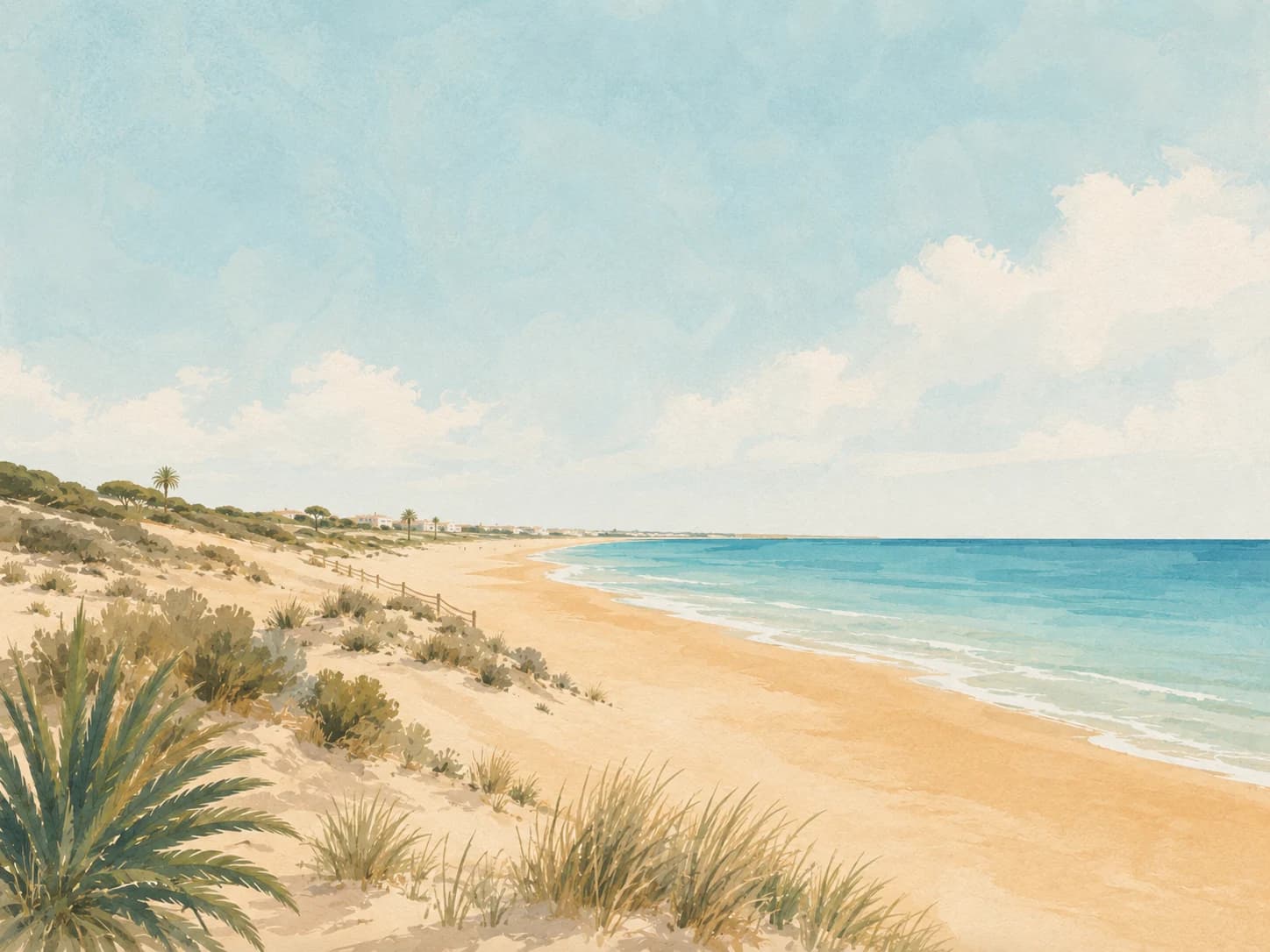 Stilisierte Illustration von Playa de La Mata in Torrevieja