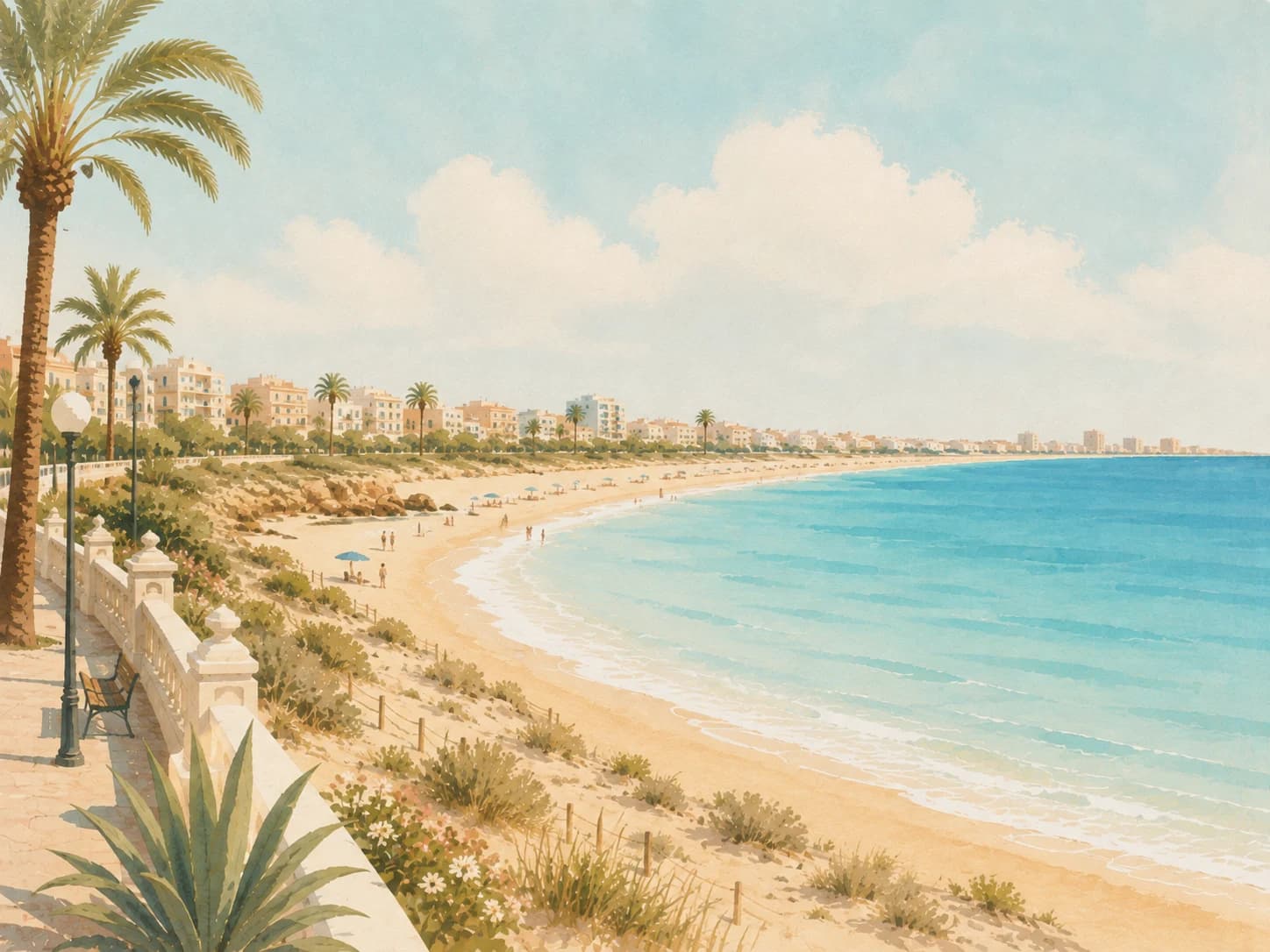 Stilisierte Übersicht der Strände und Küste von Torrevieja