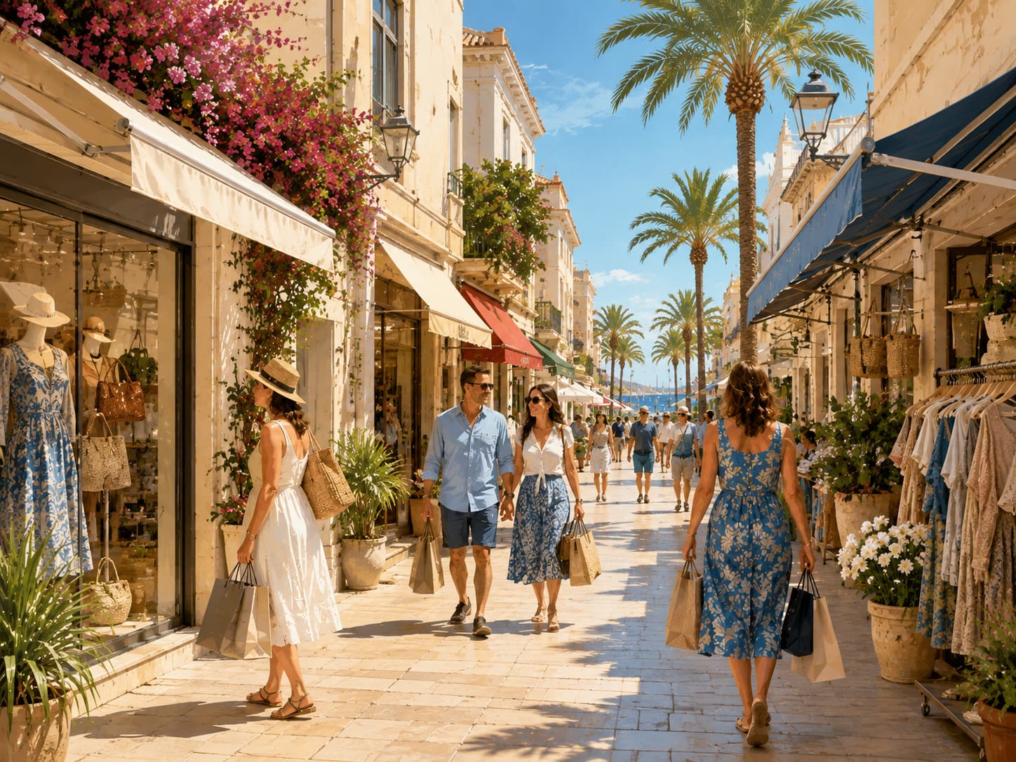 Illustration eines mediterranen Einkaufszentrums bei Torrevieja